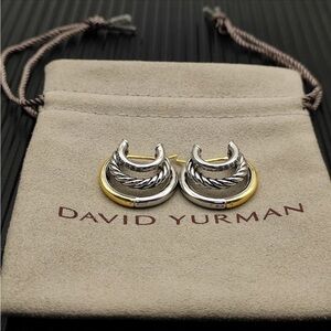 David Yurman Silver,diamonds & 18k Mercer collection earrings